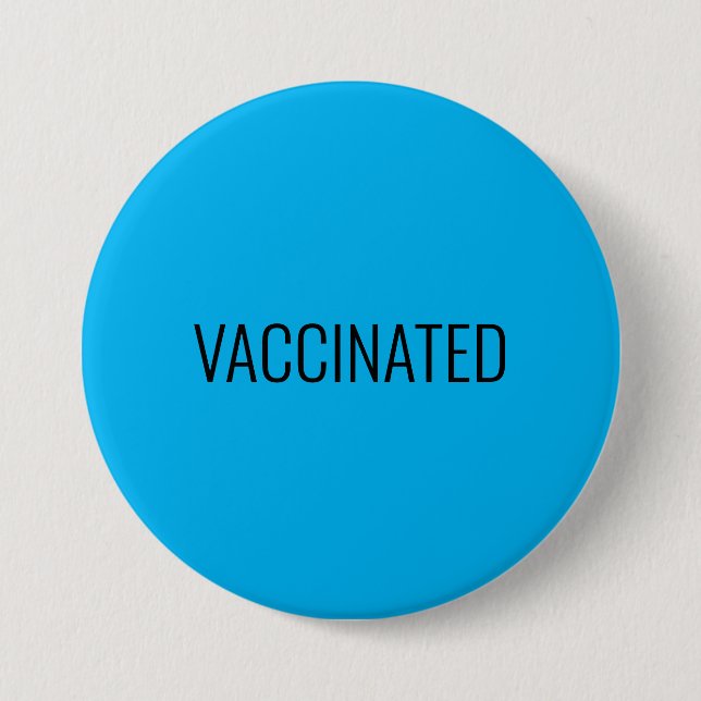 FULLY VACCINATED BLUE  DESIGN 3 INCH ROUND BUTTON (Front)