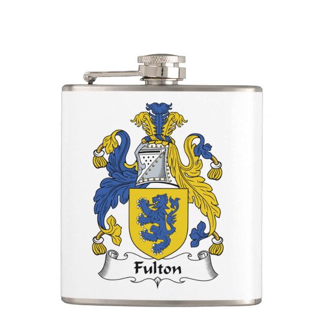 Fulton Family Crest Hip Flask (Front)