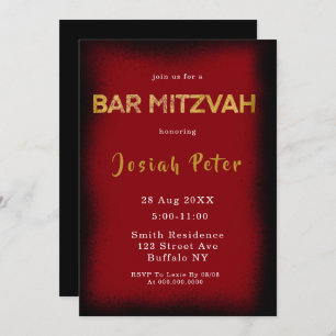Fumée noire et bordeaux Barre Mitzvah Invitations