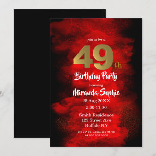 Fumée noire et rouge 49e anniversaire Invitations