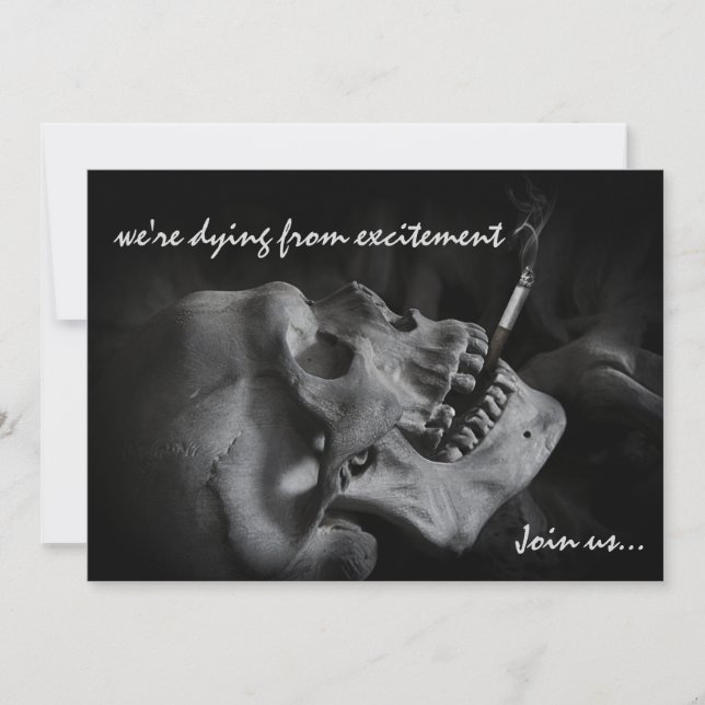 Fumer le crâne Cigarette Halloween Fête Invitation (Devant)