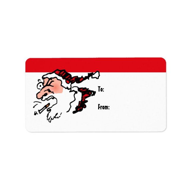 Fumeur toux Père Noël Étiquettes cadeaux (Devant)