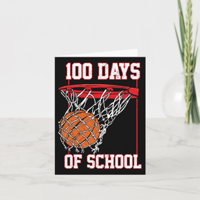 Fun 100 Days Of School Bysketbyll Teacher Student  Card (Front)