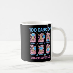 Fun 100 Days Of School Teacher Llama Wearing Mask Coffee Mug
