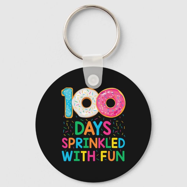 Fun 100 Days Sprinkled with Fun Doughnut School Te Keychain (Front)