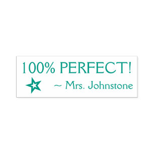 Fun "100% PERFECT!" Educator Rubber Stamp