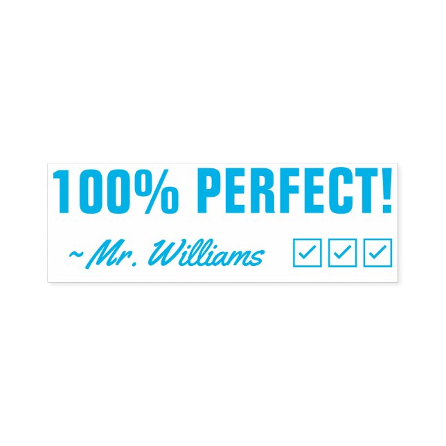 Fun "100% PERFECT!" Feedback Rubber Stamp (Design)