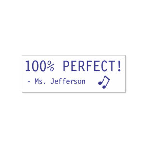 Fun "100% PERFECT!" + Teacher's Name Rubber Stamp