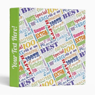 Fun 100th Birthday Party Personalized Monogram Binder