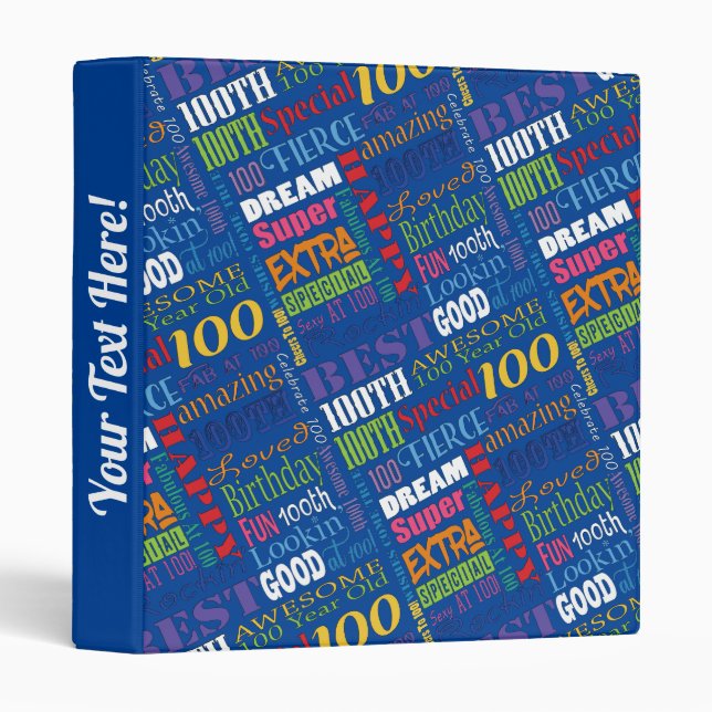 Fun 100th Birthday Party Personalized Monogram Binder (Front/Spine)