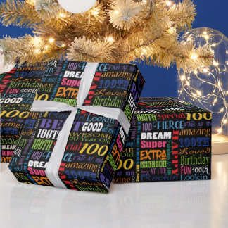 Fun 100th Birthday Party Personalized Monogram Wrapping Paper