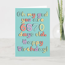 Fun 18 Years 6570 Day Milestone 18th Birthday Card