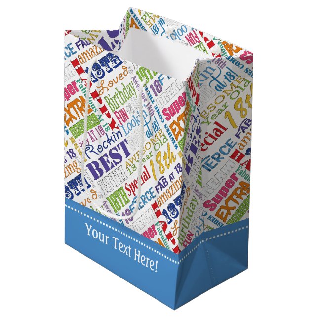 Fun 18th Birthday Party Favours Personalized Medium Gift Bag (Front Angled)