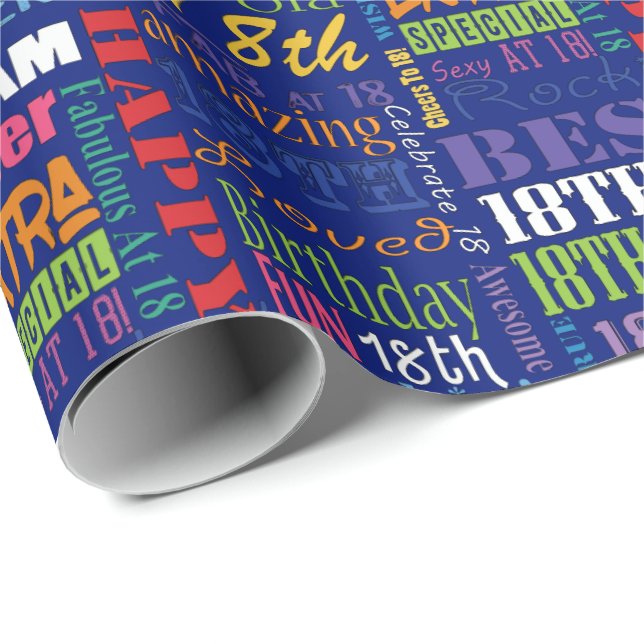 Fun 18th Birthday Party Personalized Monogram Wrapping Paper (Roll Corner)