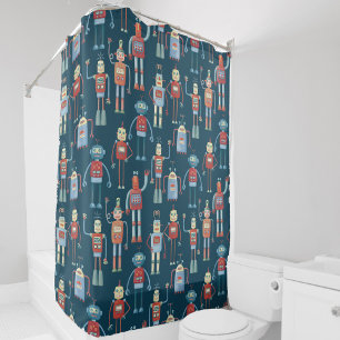 Fun 1950s Style Retro Robot Pattern Dark