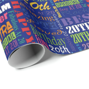 Fun 20th Birthday Party Personalized Monogram Wrapping Paper