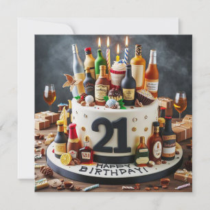 FUN 21ST BIRTHDAY CAKE CARD