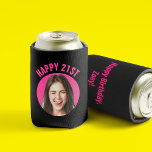 Fun 21st Birthday CUSTOM TEXT Photo Can Cooler<br><div class="desc">🥂 Create a Fun 21st Birthday can cooler with your text and photo. The ultimate toast for your big day! 🎉 #Customfavor #21stBirthdayBash Fun birthday photo can cooler in a retro modern design. Year is customizable to suit any birthday year, whether it be your 21st, 30th, 40th, 50th or 60th...</div>