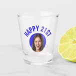 Fun 21st Birthday CUSTOM TEXT Photo Shot Glass<br><div class="desc">🥂 Create a Fun 21st Birthday Shot Glass with your text and photo. The ultimate toast for your big day! 🎉 #CustomShotGlass #21stBirthdayBash Fun birthday photo shot glass in a retro modern design. Year is customizable to suit any birthday year, wether it be your 21st, 30th, 40th, 50th or 60th...</div>