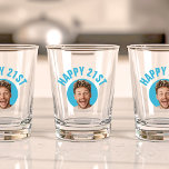 Fun 21st Birthday CUSTOM TEXT Photo  Shot Glass<br><div class="desc">Fun birthday photo shot glass in a retro modern design. Year is customizable to suit any birthday year, wether it be your 21st, 30th, 40th, 50th or 60th birthday party! To get the cutout effect please use a png file with background already cut out. If not, photo will appear as...</div>