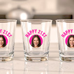 Fun 21st Birthday CUSTOM TEXT Photo Shot Glass<br><div class="desc">🥂 Create a Fun 21st Birthday Shot Glass with your text and photo. The ultimate toast for your big day! 🎉 #CustomShotGlass #21stBirthdayBash Fun birthday photo shot glass in a retro modern design. Year is customizable to suit any birthday year, wether it be your 21st, 30th, 40th, 50th or 60th...</div>