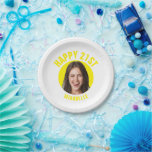 Fun 21st Birthday CUSTOM TEXT Photo Trendy Paper Plate<br><div class="desc">🥂 Create a Fun 21st Birthday paper plate with your text and photo. Fun birthday photo decor in a retro modern design. Year is customizable to suit any birthday year, wether it be your 21st, 30th, 40th, 50th or 60th birthday party! To get the cutout effect please use a png...</div>