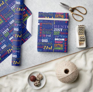 Fun 21st Birthday Party Personalized Monogram Wrapping Paper