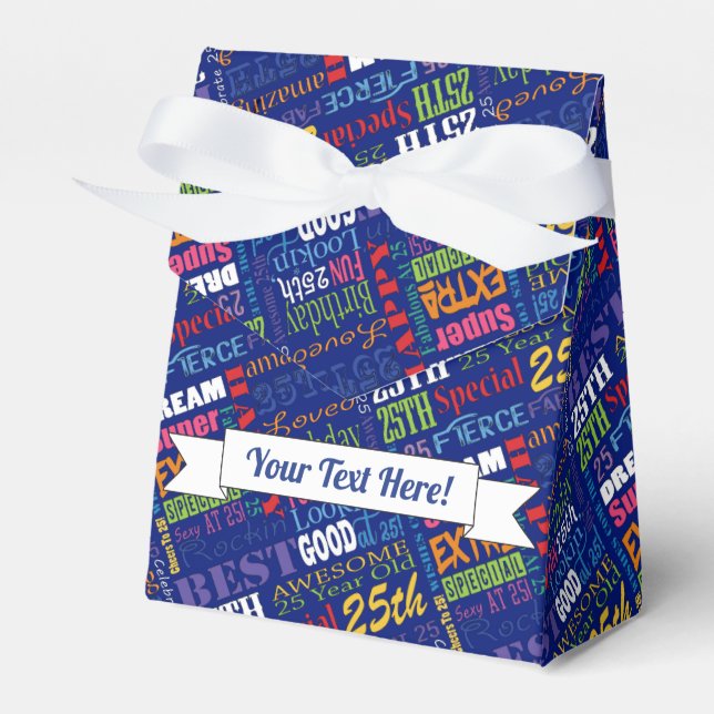 Fun 25th Birthday Party Personalized Monogram Favor Box (Front Side)