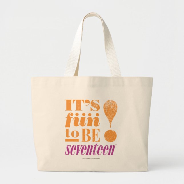 Fun 2 B 17-Orange Large Tote Bag (Front)