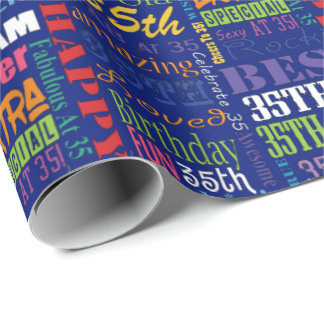 Fun 35th Birthday Party Personalized Monogram Wrapping Paper