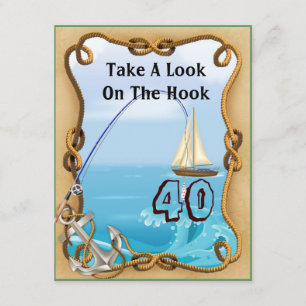 FUN 40th Birthday Fishing Invitations for MEN