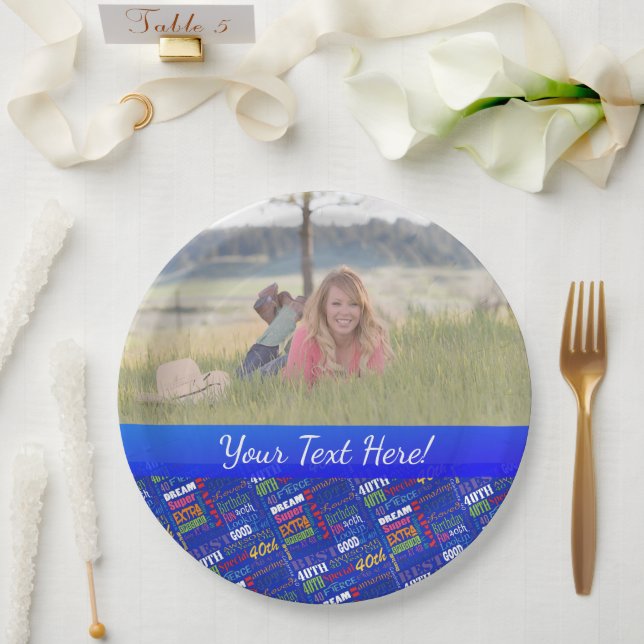 Fun 40th Birthday Party Personalized Monogram Paper Plate (Wedding)