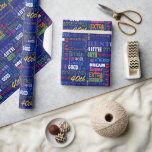 Fun 40th Birthday Party Personalized Monogram Wrapping Paper<br><div class="desc">Typography themed 40th birthday party decor and gifts. Text includes fierce and fab at 40. fabulous at 40, amazing 40th birthday party, extra special 40th birthday, happy 40th birthday, rocking 40th birthday, looking good at 40, and amazing 40th birthday. Bright colourful text in yellow, pink, purple, blue, green and red....</div>