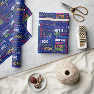 Fun 40th Birthday Party Personalized Monogram Wrapping Paper