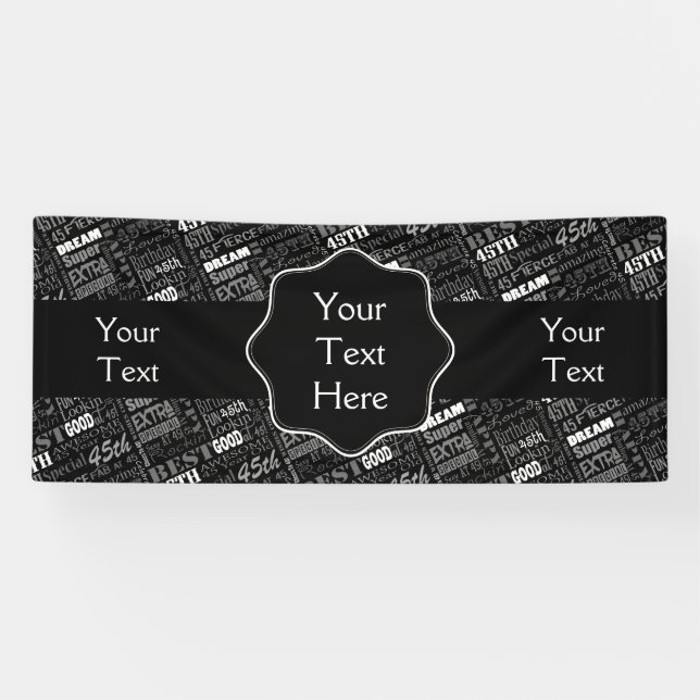 Fun 45th Birthday Party Personalized Monogram Banner (Horizontal)