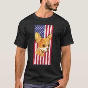 Fun 4th Of July American Flag Chihuahua Dog T-Shirt