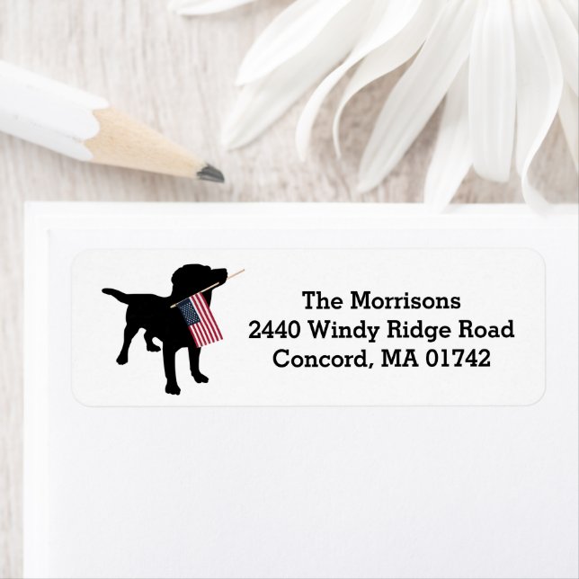Fun 4th of July Black Lab with USA American Flag (Insitu)