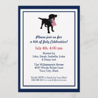 Fun 4th of July Black Lab with USA American Flag