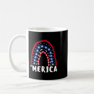 Fun 4th of July Patriotic Merica Flag Rainbow Hand Coffee Mug