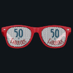 Fun 50 and Fabulous 50th birthday Red Blue Retro Sunglasses<br><div class="desc">Celebrate turning 50 with these fab sunglasses. With the words '50 & fabulous' in red and blue, its a fun way to get into the party feeling. With a retro art deco style font, for the word fifty and a curved text for the word fabulous. Select the colour frame to...</div>