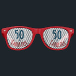 Fun 50 and Fabulous 50th birthday Red Blue Retro Sunglasses<br><div class="desc">Celebrate turning 50 with these fab sunglasses. With the words '50 & fabulous' in red and blue, its a fun way to get into the party feeling. With a retro art deco style font, for the word fifty and a curved text for the word fabulous. Select the colour frame to...</div>