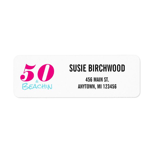 Fun 50 & Beachin Hot Pink Aquamarine Black Text (Front)