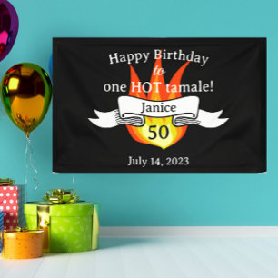 Fun 50th Birthday "Hot Tamale" Funny Personalized Banner