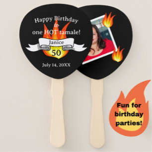 Fun 50th Birthday "Hot Tamale" Funny Personalized Hand Fan