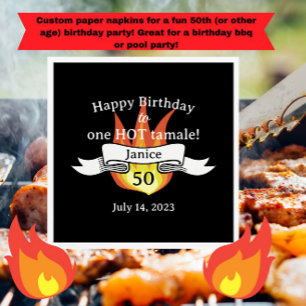 Fun 50th Birthday "Hot Tamale" Funny Personalized Napkin