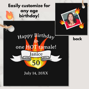 Fun 50th Birthday "Hot Tamale" Personalized Photo Favour Tags