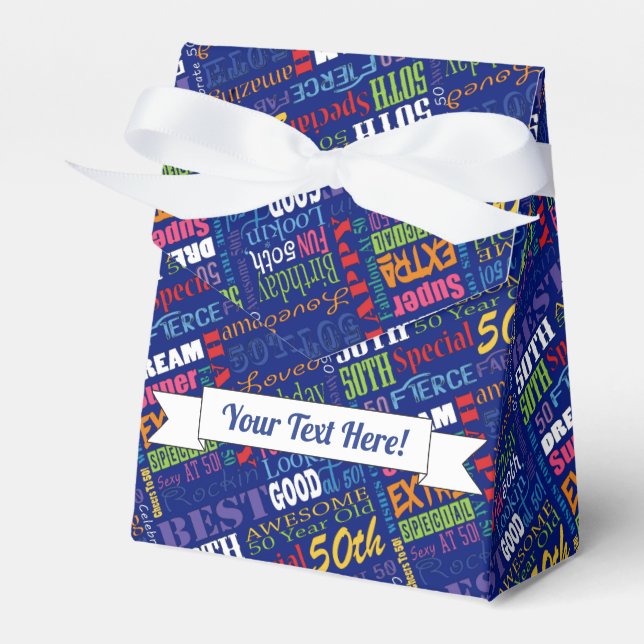 Fun 50th Birthday Party Personalized Monogram Favor Box (Front Side)