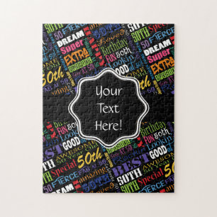 Fun 50th Birthday Party Personalized Monogram Jigsaw Puzzle