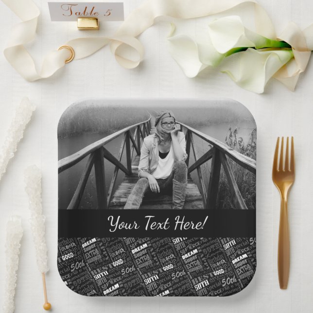 Fun 50th Birthday Party Personalized Monogram Paper Plate (Wedding)
