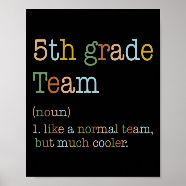 Fun 5th Grade Team Like Normal But Cooler Back To  Poster (Front)